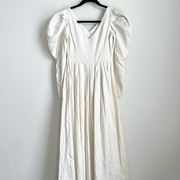 80s Vintage Laura Ashley Cottagecore Prairie White Dress Puff Sleeves US8 / UK10 - Picture 4 of 11